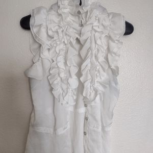Ruffle tie neck crepe